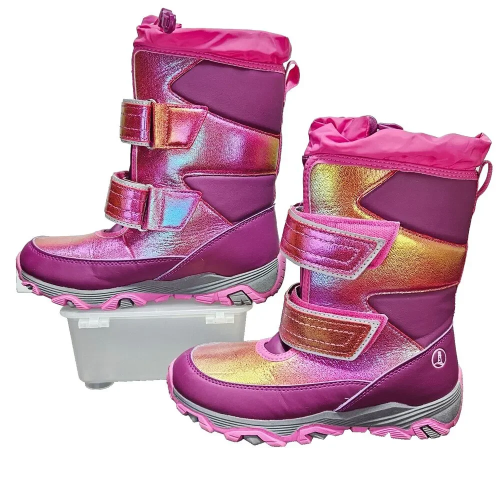 Lands' End Girls Snow Flurry Insulated Boots Pink Iridescent Size 3M Youth